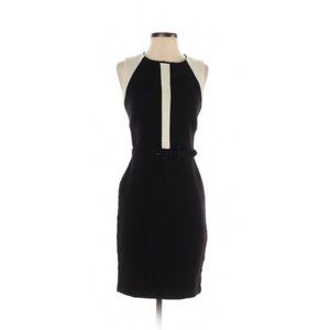 Eva Franco black/tan belted wool sheath short casual Dress 4